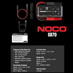 Noco Boost Hd Gb70 12v 2000 Amper Lityum Akü Takviye + Powerbank + Led Lamba