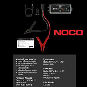 Noco Boost Plus Gb40 12v 1000 Amper Lityum Akü Takviye + Powerbank + Led Lamba  + Eva Çanta