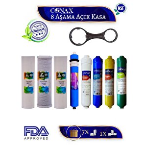 Açık Kasa Su Arıtma Cihazlarına Uyumlu 8 Aşamalı ( Yeni Seri ) Filtre Seti, 80 GPD MembraN
