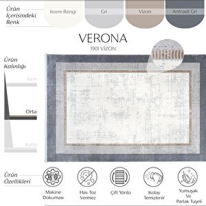 Verona 1901 Vizon Salon Koridor Kesme Yolluk Yumuşak Doku Tozumaz Dokuma Makine Halı 100x300 cm