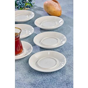 Özel Alaçatı Sade Desensiz Porselen Çay Tabak 6 Adet Ckr4153