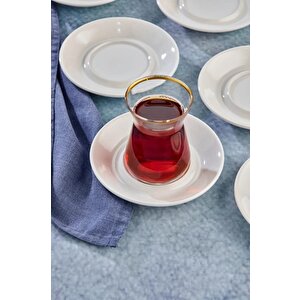 Cooker Özel Alaçatı Sade Desensiz Porselen Çay Tabak 6 Adet Ckr4153
