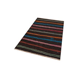 Gerçek El Dokuma Multi Renk Çi̇zgi̇li̇ Desen Vi̇ntage Ki̇li̇m