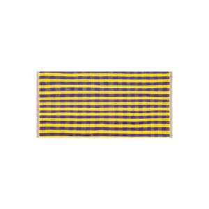 Sari Mor Rengi̇ Kareli̇ Desen El Dokuma Vi̇ntage Ki̇li̇m