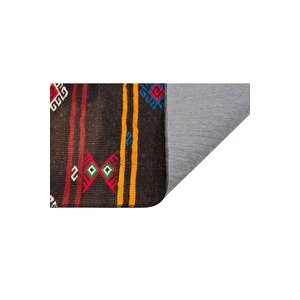 Turkuaz Sari̇ Çi̇çekli̇ El Dokuma Vi̇ntage Ki̇li̇m