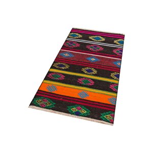 Gerçek El Dokuma Renki̇ Çi̇zgli̇li̇ Desen Vi̇ntage Ki̇li̇m