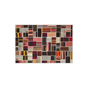 Gümüş Pudra Rengi̇ Anadolu El Dokuma Patchwork Hali
