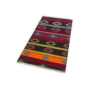 El Dokuma Çok Renkli̇ Çi̇çekli̇ Desen Vi̇ntage Ki̇li̇m