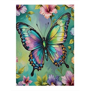 Kelebek Ve Çiçekler Modern Mdf Tablo 25cmx 35cm 25x35 cm