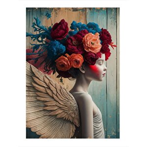 Çiçekler Ve Melek Tasarım Mdf Tablo 35cm X50cm 35x50 cm