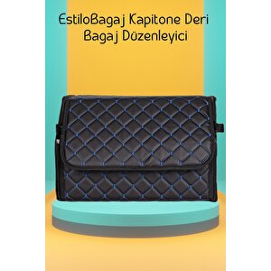 Estilobagaj Kapitone Deri Oto Bagaj Düzenleyici Siyah Mavi