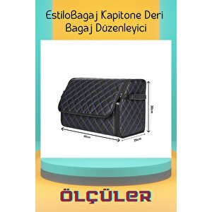 Estilobagaj Kapitone Deri Oto Bagaj Düzenleyici Siyah Mavi