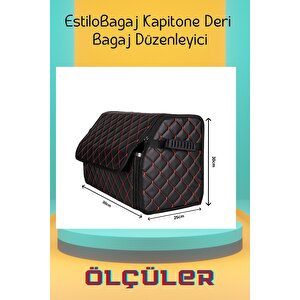 Estilobagaj Kapitone Deri Oto Bagaj Düzenleyici Siyah Kırmızı