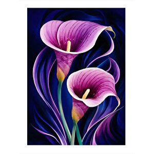 Mor Çiçekler  Art Mdf Tablo 25cmx 35cm 25x35 cm