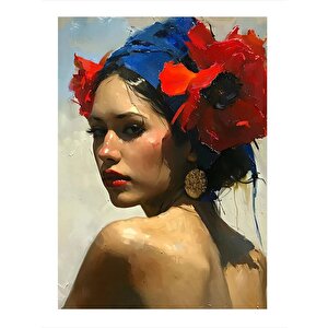 Çiçekli Saçlı Kadın Modern Mdf Tablo 35cm X50cm 35x50 cm