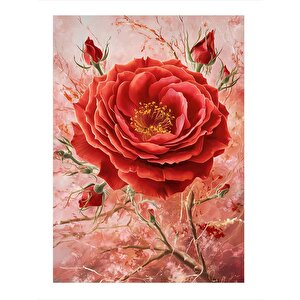 Kırmızı Çiçek Art Mdf Poster 35cm X50cm 35x50 cm
