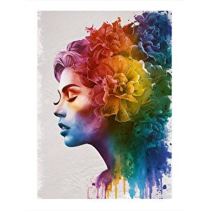 Çiçekler Ve Kadın Art Mdf Poster 35cm X50cm 35x50 cm