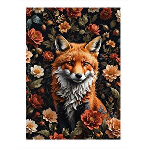 Tilki Ve Çiçekler Model Mdf Tablo 25cmx 35cm 25x35 cm