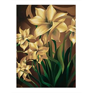 Beyaz Çiçekler Mdf Poster 25cmx 35cm 25x35 cm