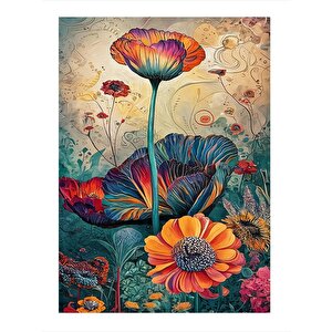 Renkli Çiçekler Dekoratif Mdf Tablo 50cmx 70cm 50x70 cm