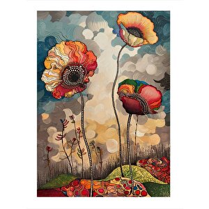 Renkli Çiçekler Art Mdf Tablo 25cmx 35cm 25x35 cm