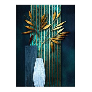 Vazodaki Çiçekler Modern Ahşap Tablo 35cm X50cm 35x50 cm