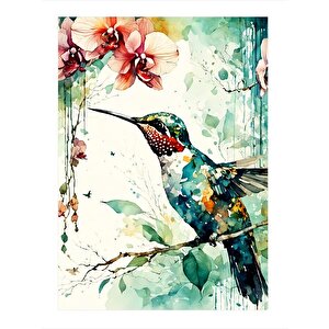 Arık Kuşu Ve Kırmızı Çiçekler Art Mdf Tablo 35cm X50cm 35x50 cm