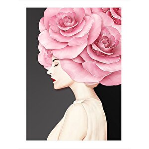 Çiçek Saçlı Kadın Dekoratif Ahşap Tablo 25cmx 35cm 25x35 cm