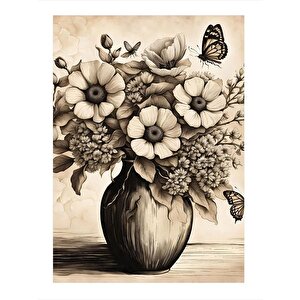 Vazodaki Çiçekler Dekoratif Mdf Tablo 35cm X50cm 35x50 cm