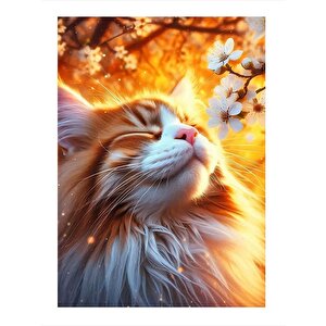 Çiçek Ve Kedi Modern Mdf Tablo 35cm X50cm 35x50 cm