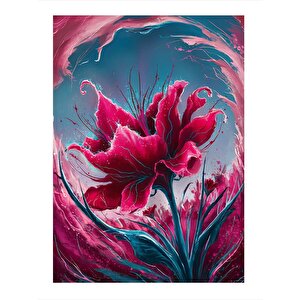 Kırmızı Çiçek Model Ahşap Tablo 25cmx 35cm 25x35 cm