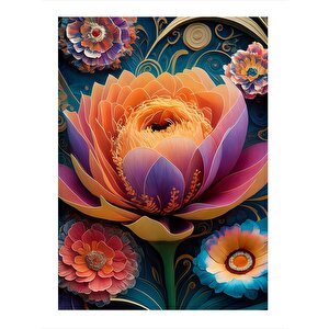 Kırmızı Çiçek Hediyelik Mdf Tablo 35cm X50cm 35x50 cm