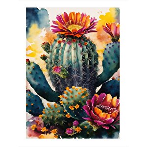 Kaktüs Ve Çiçekler Dekoratif Mdf Tablo 25cmx 35cm 25x35 cm