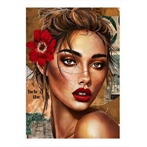 Kadın Ve Çiçek Modern Mdf Tablo 35cm X50cm 35x50 cm