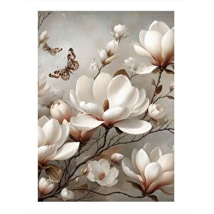 Çiçekler Ve Kelebek Hediyelik Mdf Tablo 25cmx 35cm 25x35 cm