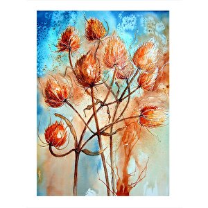Kırmızı Çiçekler Dekoratif Mdf Tablo 35cm X50cm 35x50 cm