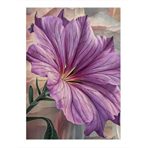 Lila Çiçek Desenli Ahşap Tablo 25cmx 35cm 25x35 cm