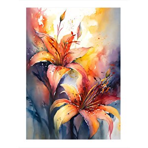 Zambak Çiçekleri Mdf Poster 35cm X50cm 35x50 cm