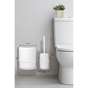 Okyanus Home Beyaz Eko Magic Askılı Yuvarlak Mina 2'li Wc Kova Ve Fırça Seti