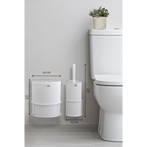 Okyanus Home Beyaz Eko Magic Askılı Yuvarlak Mina 2'li Wc Kova Ve Fırça Seti