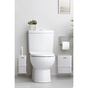 Okyanus Home Beyaz Eko Magic Askılı Kare Mina 2'li Wc Kova Ve Fırça Seti