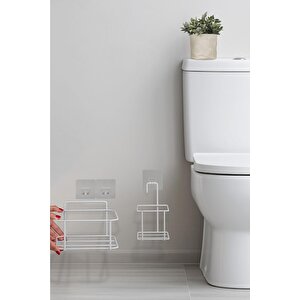 Okyanus Home Beyaz Eko Magic Askılı Kare Mina 2'li Wc Kova Ve Fırça Seti