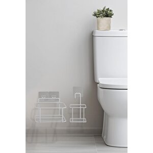 Okyanus Home Beyaz Eko Magic Askılı Kare Mina 2'li Wc Kova Ve Fırça Seti