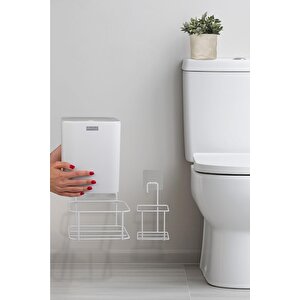 Okyanus Home Beyaz Eko Magic Askılı Kare Mina 2'li Wc Kova Ve Fırça Seti