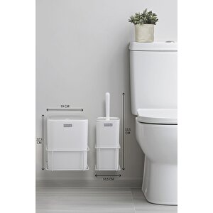 Okyanus Home Beyaz Eko Magic Askılı Kare Mina 2'li Wc Kova Ve Fırça Seti
