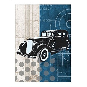 Retro Siyah Araba Model Ahşap Tablo 35cm X50cm 35x50 cm