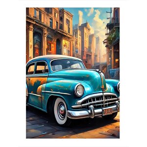 Retro Klasik Araba Dekoratif Ahşap Tablo 25cmx 35cm 25x35 cm