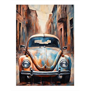 Kaplumbağa Araba Klasik Araba Model Ahşap Tablo 25cmx 35cm 25x35 cm