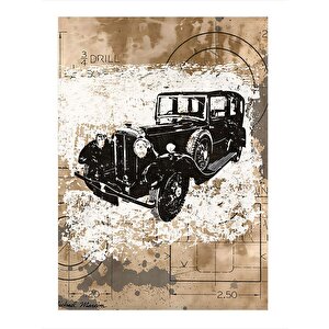 Retro Araba Modern Ahşap Tablo 35cm X50cm 35x50 cm