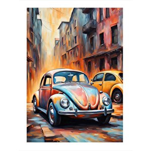 Renkli Klasik Araba Kaplumbağa Dekoratif Mdf Tablo 25cmx 35cm 25x35 cm